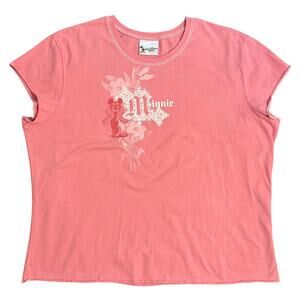 VTG Minnie Mouse Shirt Walt Disney World Gown Fur Floral Y2K Pink Women’s XL